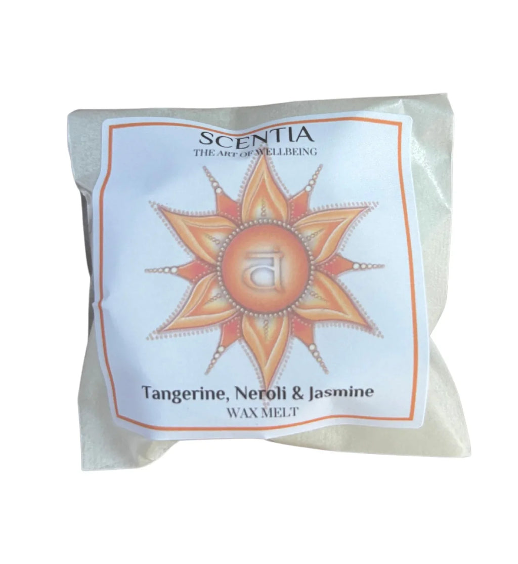 Sacral Chakra Balancing Wax Melt handcrafted with natural wax and essential oils, designed to fill your home with a warm, uplifting fragrance. Inspired by the Sacral Chakra, this aromatic wax melt supports creativity, confidence and emotional wellbeing while creating a calming and inviting atmosphere.”  