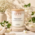 Orange blossom, neroli scented Cocosoy candle in a frosted jar with bamboo lid