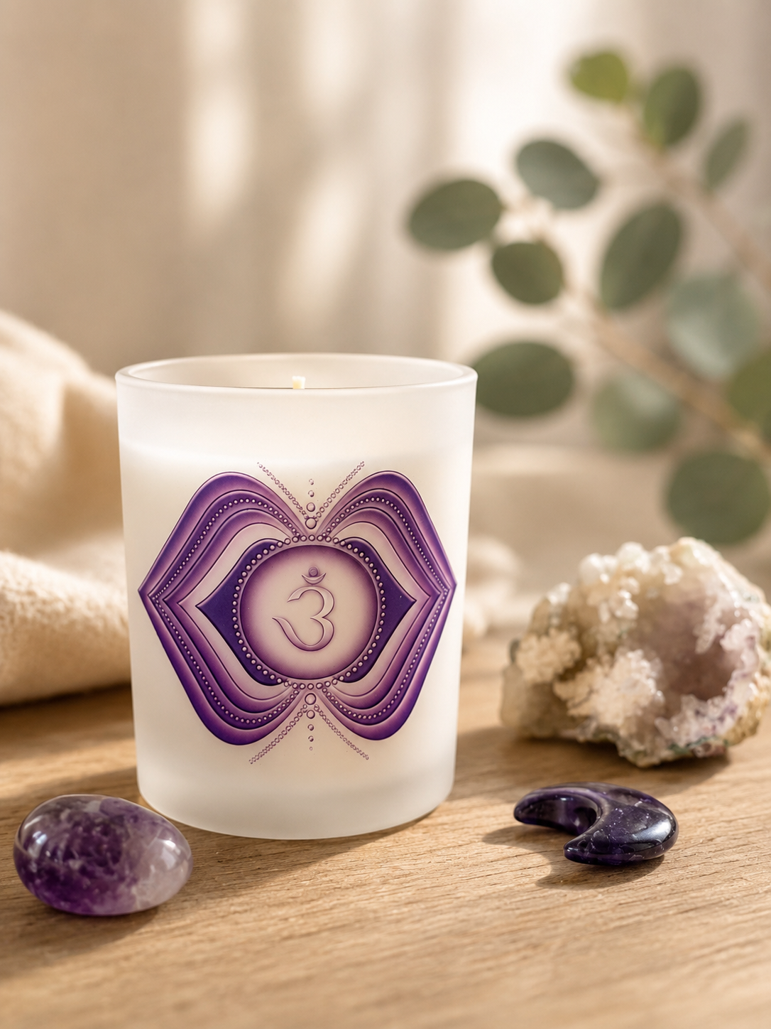 Third Eye Balancing Candle – Natural RCX Wax, Essential Oils (Clary Sage, Jasmine), Crystal Infused | For Opening Ajna Chakra, Enhancing Intuition, Mental Clarity & Psychic Insight – Authentic Living In Alignment